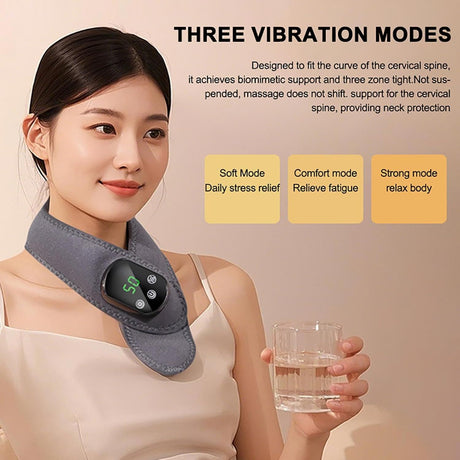 Cordless Neck Heating Pad with Massage, Neck Massager with Heat, Neck Heating Pad for Pain Electric, Heated Neck Brace Wrap Soreness Stiffness Pain Relief