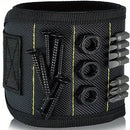 Magnetic Wristband by Wrap-It Storage - Black - Great Father Gift Wrist Magnet Tool Belt and Screw Holder（Black 5 rows with 10 magnets）Only wristband