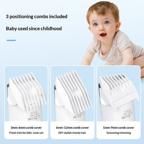 Cordless Baby Hair Clippers,  3 Guide Combs  Baby Hair Clipper Quiet Hair Clipper for Baby, Hair Clipper Auto Suck Snipped Hair, IPX7 Waterproof Rechargeable white