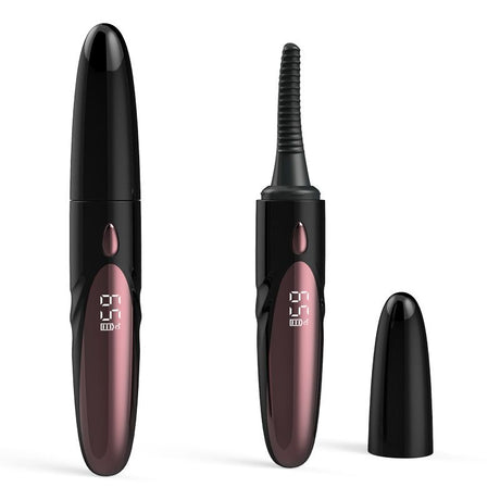 Heated Eyelash Curler Heated Lash Curler 24 Hours Long Lasting Electric Eyelash Curler Fast Heat Up Within 10s Heat Eye lash curlers for Women Rechargeable （Black silicone head）