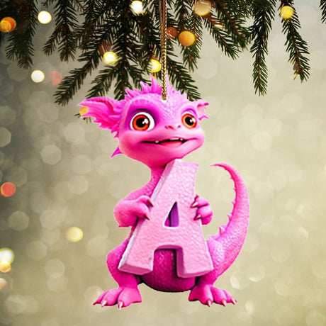 Christmas Decorations, 26 English Alphabet Dinosaur Christmas Tree Hanging Ornaments, Personalized Plastic Dinosaur Pendants Xmas Tree Decorations