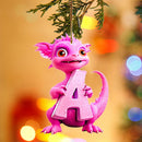 Christmas Decorations, 26 English Alphabet Dinosaur Christmas Tree Hanging Ornaments, Personalized Plastic Dinosaur Pendants Xmas Tree Decorations
