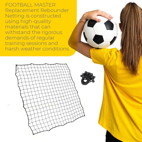 100*100cm Replacement Soccer Rebounder Net Soccer Rebounder Net Soccer Rebounder Net Bounce Back Kickback Football Practice Training Aid （1 net+20 elastic ropes）