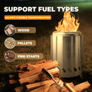 Portable Table Top Fire Pit with Stand, 8.5" Stainless Steel Mini Outdoor Low Smoke Burning Tabletop Firepit Fueled by Pellets or Wood, for Outside Camping