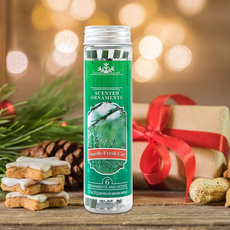 Unique Design, Scented Ornaments O Christmas Tree Fresh Cut Christmas Tree Scent 6 Ornaments & Hooks for Xmas Tree Frozen Winter Party Decor, Christmas Must Haves