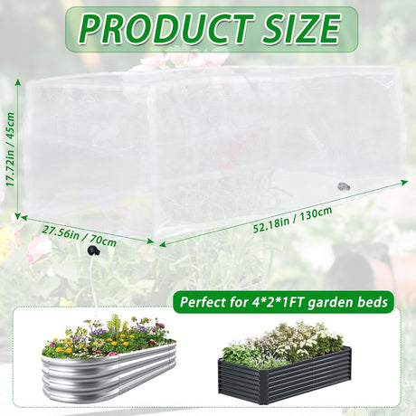 Ultra Fine Garden Mesh Netting Insect Pest Barrier Bird Netting for Garden Protection, Row Cover Raised Bed Protection Net for Crops Plants Vegetables Flowers Fruits (130 * 70 * 45cm /2 Pack)