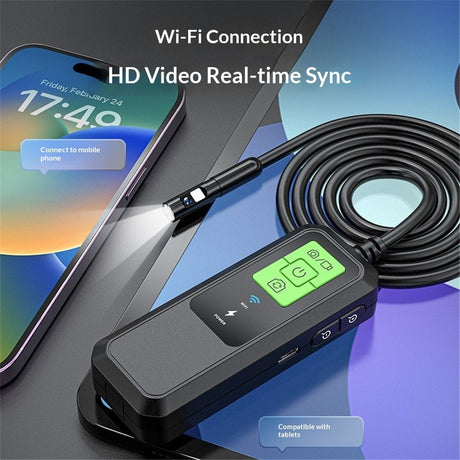 Endoscope Camera with Light: Dual-Lens Inspection Borescope Camera for Sewer - 16.4ft Waterproof Industrial Endoscope - Flexible Snake Bore Scope for Plumbing Automotive