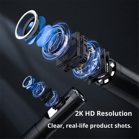 Endoscope Camera with Light: Dual-Lens Inspection Borescope Camera for Sewer - 16.4ft Waterproof Industrial Endoscope - Flexible Snake Bore Scope for Plumbing Automotive