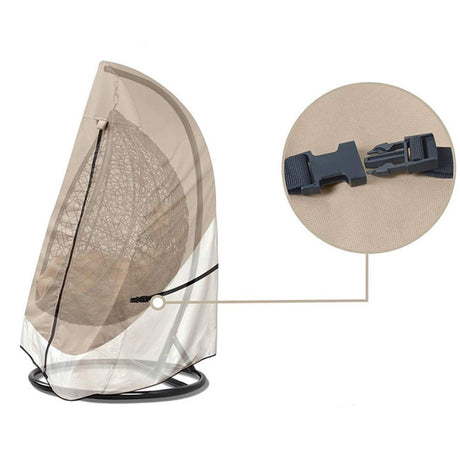 Patio Hanging Egg Chair Cover - 420D Waterproof Outdoor Single Seat Wicker Swing Egg Chair  Stand Protector, Light Tan & Khaki