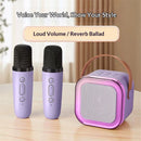 Mini Machine for Kids Girls & Boys - Portable Bluetooth Speaker with 2 Wireless Microphones - Kids Birthday Gifts for Ages 4-10 - Kids' Instrument Accessories - Purple