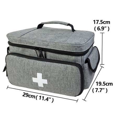First Aid Bag Empty, Small Medicine Bag Portable Medical Supplies Organizer for Travel, Home, Office, Car, Outdoor, Camping, Hiking (Gray，Bag ONLY)