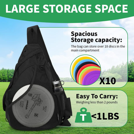 Disc Bag with Retriever Holder and Storage Pockets, Disc Golf Backpack with 8-10 Disc Capacity, Deluxe Bag（oniy bag）