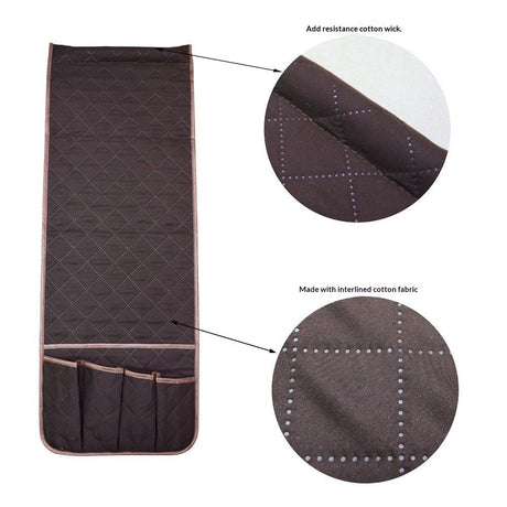 Sofa Armrest Organizer with 5 Pockets, Couch Recliner Armchair Caddy, Washable Remote Controls Holder, Storage for Magazine, Tablet (brown,oniy bag)