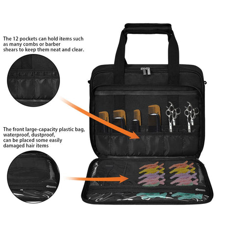Barber Hairdryer Carrying Case - Hairstylist Travel Bag with Storage for Blow Dryer & Salon Equipment (oniy bag)