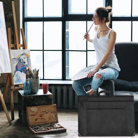 19.7x23.6in Art Portfolio Tote Bag - Large Carrying Storage Case with Handle & Adjustable Shoulder Strap, Portfolio Folder for Artwork, Posters, Canvas, Drawing Boards