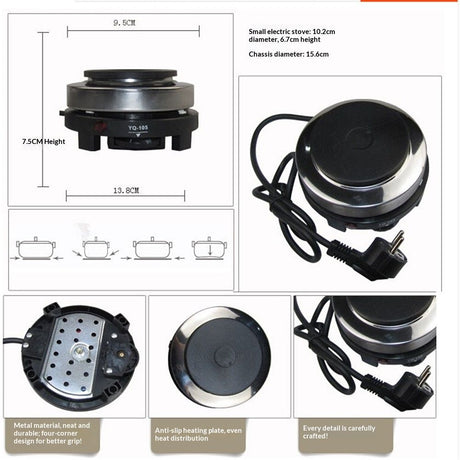 Small Hot Plate Mini Hot Plate, 500W Hot Plate Electric Single Burner Mini Portable Stove Cooktop Coffee Heater Cooking Water Heat Adjustable Temperature for Camping Kitchen Moka Pot 110V