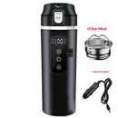 DC 12V/24V Car Travel Electric Kettle, 500ml Car Heating Mug with Anti-Spill Lid, Leak-proof, 304 Stainless Steel Liner Portable Coffee Tea Cup