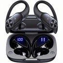 Bluetooth Headphones Wireless Earbuds 80hrs Playtime Wireless Charging Case Digital Display Sports Ear Buds with Earhook Deep Bass IPX7 Waterproof Over-Ear Earphones for TV Phone Laptop Black