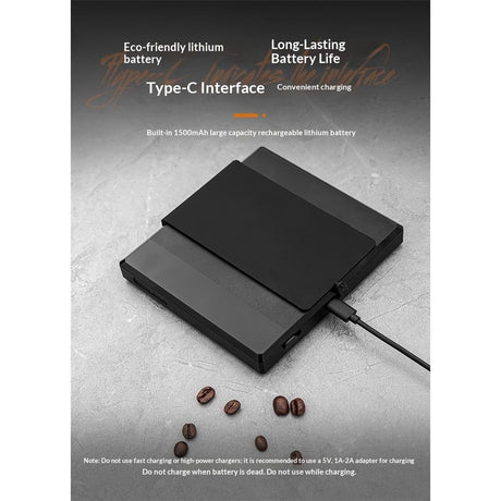 Espresso Scale with Timer,Small Coffee Scale with Solid-Liquid Detection,Auto Tare Digital Coffee Bean Scale,0.1g Accurate Weighting,3 Mode,Black（0.3g-2000g）