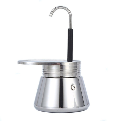 Single Spout Mocha Pot, Stainless Steel Espresso Maker Coffee Pot Lightweight Cafe Maker Portable Outdoor Camping Brewed Coffee Cup for All Electric Ceramic Gas Stovetops(50ml)