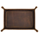 Leather Valet Tray for Men – Rustic Organizer for Keys, Phone & Wallet  Whiskey Barrel Brown  Perfect for Nightstand, Desk, Entryway