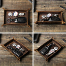 Leather Valet Tray for Men – Rustic Organizer for Keys, Phone & Wallet  Whiskey Barrel Brown  Perfect for Nightstand, Desk, Entryway