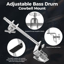 Pearl Bass Drum Hoop Mount Cowbell Holder with Non-Finish Marring Clamping Jaws and Height-Adjustable Cowbell and Percussion Accessory Clamp.