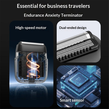 Men's electric shaver: dual blade shaver, LED display screen, USB-C fast charging, waterproof - very suitable for travel and shaving at home（black）