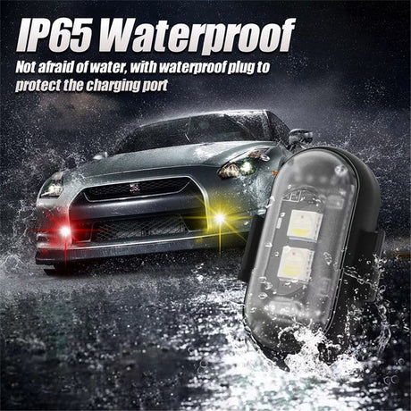 6PCS Wireless LED Lights for Car with Remote Control, Halloween Wireless LED Strobe Lights 8 Colors USB IP65 Waterproof Anti-Collision Warning Light for Car Interior Truck Drone Aircraft Bike