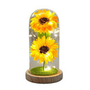Sunflower Gift for Women,Sun Flowers Home Decor,Preserved Sunflower Bouquet in Glass Dome,Birthday Gifts for Her Mom
