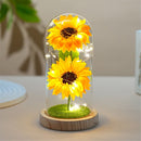 Sunflower Gift for Women,Sun Flowers Home Decor,Preserved Sunflower Bouquet in Glass Dome,Birthday Gifts for Her Mom