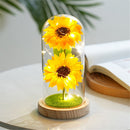 Sunflower Gift for Women,Sun Flowers Home Decor,Preserved Sunflower Bouquet in Glass Dome,Birthday Gifts for Her Mom
