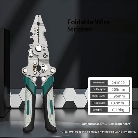 18 In 1 Foldable Wire Stripper,Multifunctional Foldable Wire Stripper Electrical Pliers,For Cutting And Pulling Wires Cable Scissors (A)