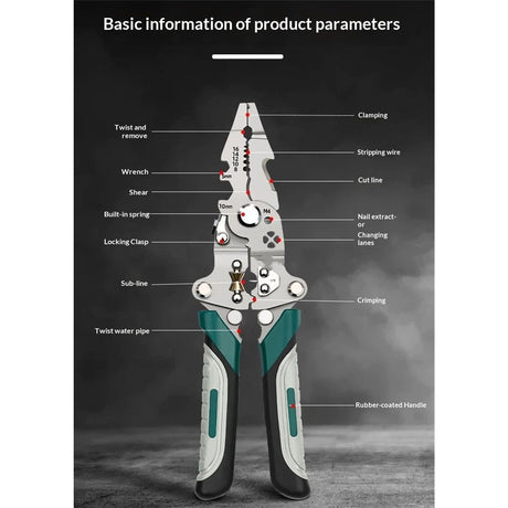 18 In 1 Foldable Wire Stripper,Multifunctional Foldable Wire Stripper Electrical Pliers,For Cutting And Pulling Wires Cable Scissors (A)