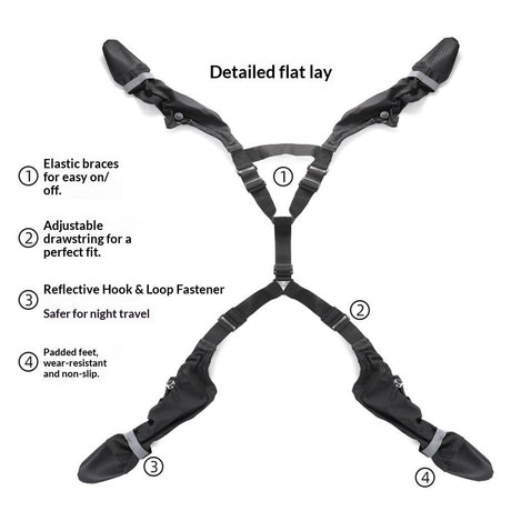 Dog Suspender Booties, Paw Boot Leggings Anti-Slip, Pet Snow Pants with Attached Boots Waterproof, Adjustable Suspender Shoes for Dogs Winter Snow Rain Hiking Paws Protector（L）
