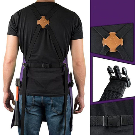 Chef and BBQ Apron - Canvas, Stainless Steel Hardware - Cross Back Straps（Purple, with only one apron）