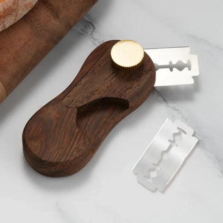 2 pack Wooden Bread Lame Dough Scoring Tool,Hand Crafted Sourdough Lame Scoring Tool,Bread Scorer Tool for Homemade Bread Baking,Dough Scoring Bread Knife with 2*10pcs Razor Blades