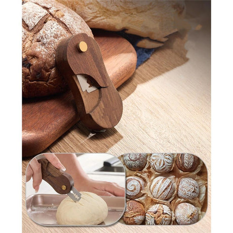 2 pack Wooden Bread Lame Dough Scoring Tool,Hand Crafted Sourdough Lame Scoring Tool,Bread Scorer Tool for Homemade Bread Baking,Dough Scoring Bread Knife with 2*10pcs Razor Blades