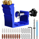 Pocket Hole Jig Kit, Pocket Screw Jig 15 Degree Drilling Locator,Pocket Dowel Hole Jig System Set Wood Joint Angle Tool (Blue)