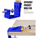 Pocket Hole Jig Kit, Pocket Screw Jig 15 Degree Drilling Locator,Pocket Dowel Hole Jig System Set Wood Joint Angle Tool (Blue)