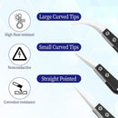 6 Pcs Precision Reverse Ceramic Tweezers Set, Non-Conductive Heat-resistant Electronics Soldering Tweezers Anti-Magnetic Pointed & Curved Tips Tweezers for Solder, Pinching Coils