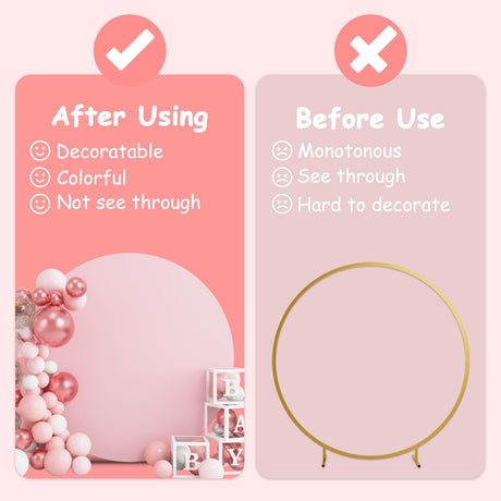 Round Backdrop Cover - 7.2x7.2ft Pink Circle Cover Round Photography Background for Birthday Party Baby Shower Wedding Decorations