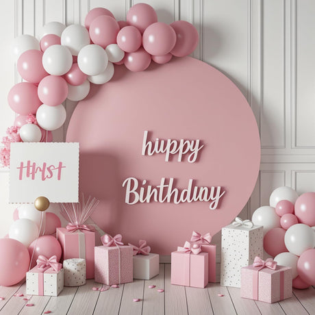 Round Backdrop Cover - 7.2x7.2ft Pink Circle Cover Round Photography Background for Birthday Party Baby Shower Wedding Decorations