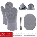 7PCS Oven Mitts and Pot Holders Sets - 480°F Heat Resistant Pot Holders and Oven Mitts, Extra Long Silicone Oven Mitts for Cooking, Non-Slip Oven Mitt with Soft Cotton Lining
