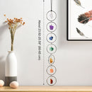 7 Chakra Crystal Hanging Ornament, Unique, Spiritual Boho Wall Decor, Raw Chakra Stones Amethyst Suncatcher, Rose Quartz Crystal (Gold)