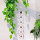 7 Chakra Crystal Hanging Ornament, Unique, Spiritual Boho Wall Decor, Raw Chakra Stones Amethyst Suncatcher, Rose Quartz Crystal (Gold)