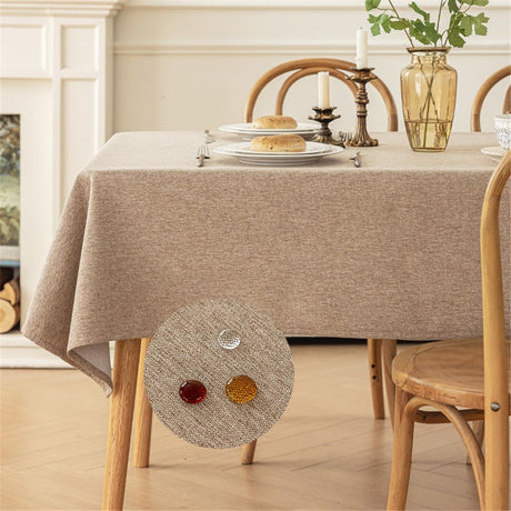 Rectangle Tablecloth Washable Wrinkle Resistant and Water Proof Table Cloth Decorative Linen Fabric Tablecloths for Dining Parties Kitchen Wedding and Outdoor Use (khaki, 55x87 in)