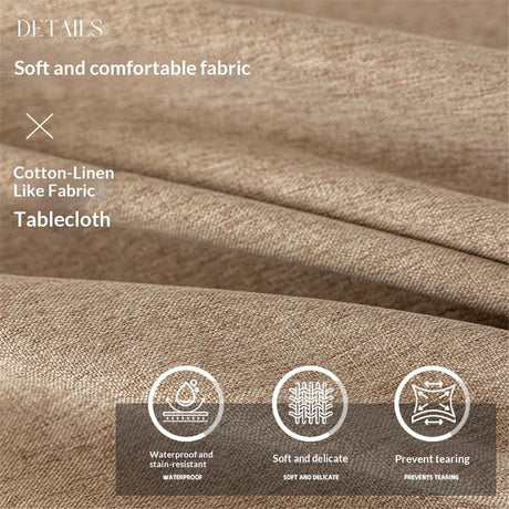 Rectangle Tablecloth Washable Wrinkle Resistant and Water Proof Table Cloth Decorative Linen Fabric Tablecloths for Dining Parties Kitchen Wedding and Outdoor Use (khaki, 55x87 in)