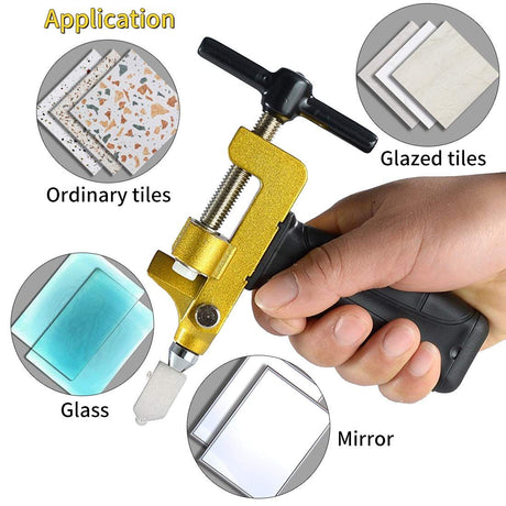 2 in 1 Glass Cutting Tool Kit Breaking Pliers and Glass Cutter Tungsten Hand Portable Glass knife for Ceramic, Mirror, Manual Tile Cutter Glass Breaker with 2 Bonus Tungsten blades and Screwdriver