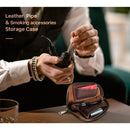 Small Pipe Tobacco Pouch Leather Smoking Pipe Storage Organizer Portable Accessories Lighter Holder Zipper Tobacco Pipes Travel Box